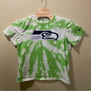 Women’s? Large NFL Seattle Seahawks Nike Tee Upcycled Bleached Tie Dye Shirt